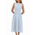 thumbnail image 1 of Women'S High Waist Sleeveless Striped Solid Color Dress 2025 Summer New Style Dress Blue L, 1 of 9