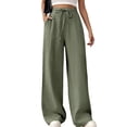 thumbnail image 1 of Women'S High Waist Slim Fit Draped Casual Tie Front Wide Leg Pants Army Green L, 1 of 9