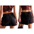 thumbnail image 1 of Women'S High Waisted Button Front Denim Skort Asymmetrical Hem Skirt Shorts Black M, 1 of 7