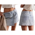 thumbnail image 1 of Women'S High Waisted Button Front Denim Skort Asymmetrical Hem Skirt Shorts Light Color M, 1 of 8