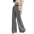 thumbnail image 1 of Women'S High-Waisted Elegant Straight-Cut Business Suit Pants Gray L, 1 of 10