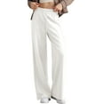thumbnail image 1 of Women'S High Waisted Straight Leg Sweatpant Comfy Interior Drawstring Workout Sweat Pants Pocket White XL, 1 of 9