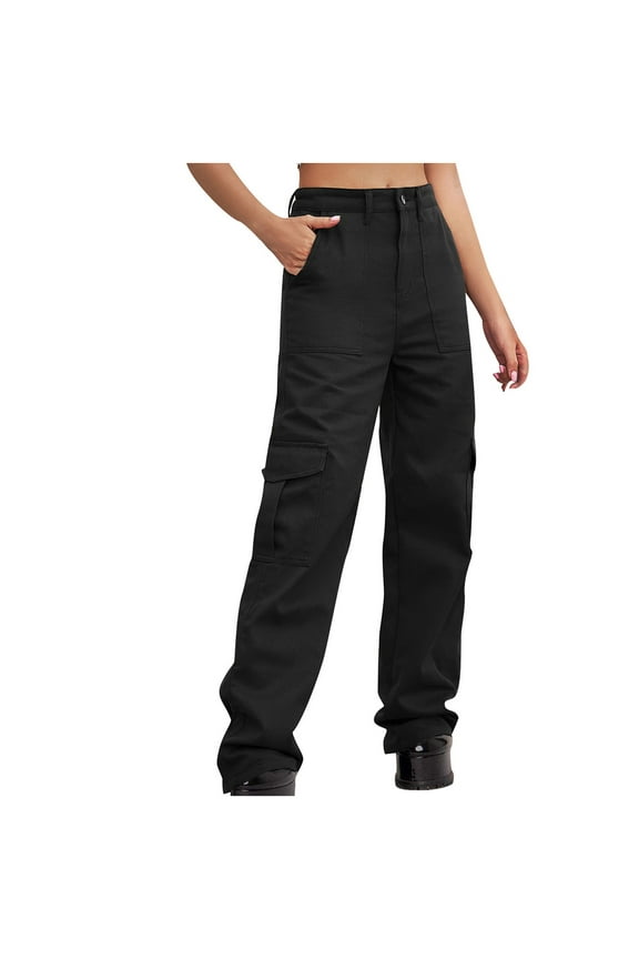 Women'S High Waisted Wide Leg Jeans Elastic Waist Button Decorated Casual Stretchy Demin Pants With Pockets Black XL