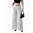 thumbnail image 1 of Women'S High Waisted Wide Leg Work Pants Straight Leg Office Slacks Trousers Silver S, 1 of 5
