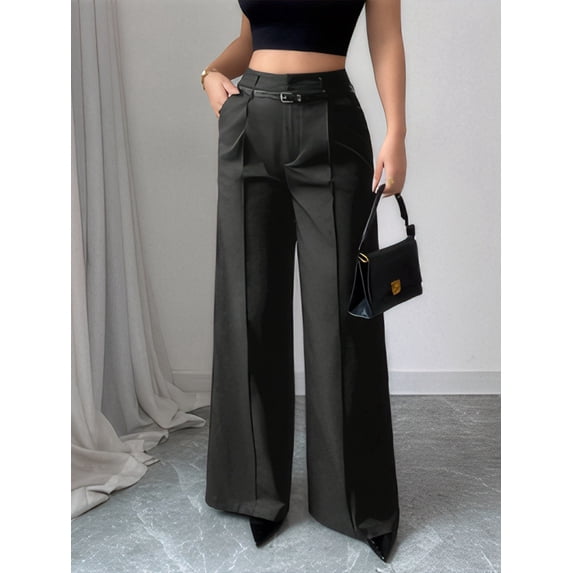 Women'S High Waisted Wide Leg Work Pants Straight Leg Office Slacks Trousers