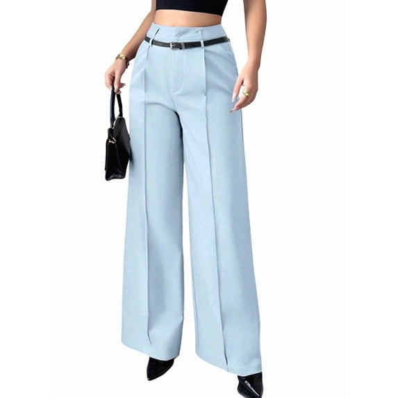 Women'S High Waisted Wide Leg Work Pants Straight Leg Office Slacks Trousers