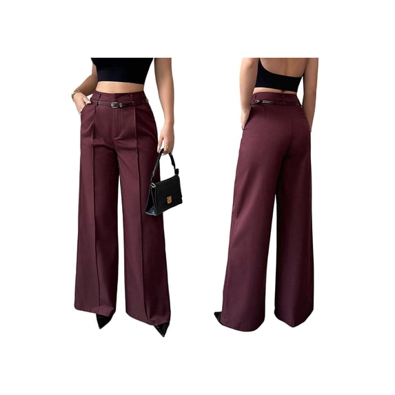 Women'S High Waisted Wide Leg Work Pants Straight Leg Office Slacks Trousers