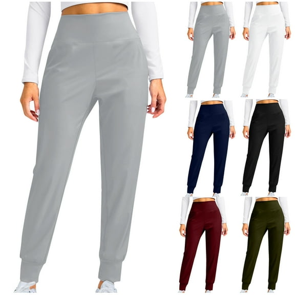 Women'S High Waisted Yoga Pants Solid Color Soft Athletic Tummy Control Pants With Pockets Loose Leggings For Women Workout, Athletic, Lounge Black,Navy,White,Wine,Gray,Army Green S,M,L,XL,XXL