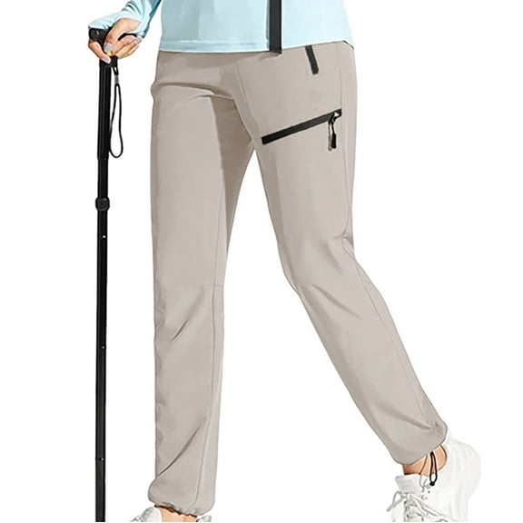 Women'S Hiking Pants Quick Dry Lightweights Water Elastic Waist Cargo Pants for All Seasons Khaki S
