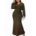 thumbnail image 1 of Women'S Holiday Evening Dress Glitter Long Sleeve V-Neck Slim Long Dress Formal Sequin Prom Gowns Plus Size Gold XXXL, 1 of 8