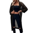 thumbnail image 1 of Women'S Hollow Out 3/4 Sleeve Open Front Knit Cardigan Long Sweater Tops, 1 of 6