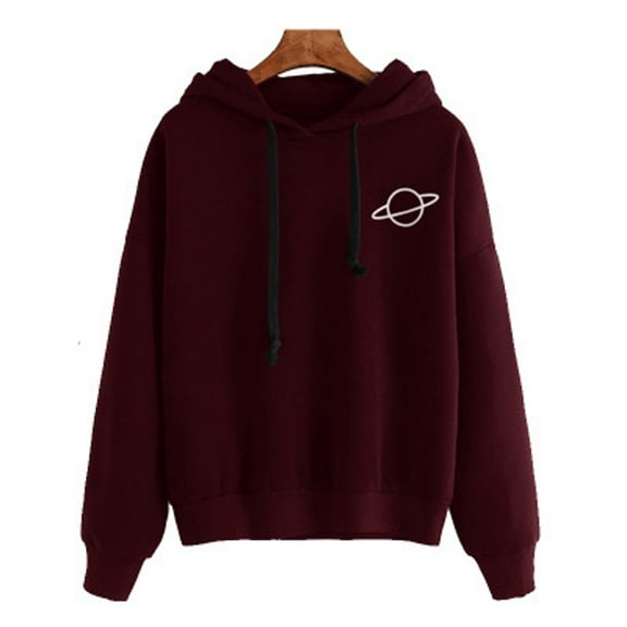 Women'S Hooded Sweatshirt Pullover Large Size Trendy Casual Cute Printed Hooded Loose Long Sleeve Soft And Comfortable Sweatshirt Pullover Top 2024 Winter Wine XXXL
