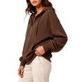 thumbnail image 1 of Women'S Hoodies Fall Fashion Outfits Workout Sweatshirts Y2k Winter Zip Up Jackets Oversized Tops Dark Brown M, 1 of 7