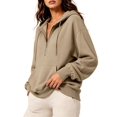 thumbnail image 1 of Women'S Hoodies Fall Fashion Outfits Workout Sweatshirts Y2k Winter Zip Up Jackets Oversized Tops Khaki XXL, 1 of 7