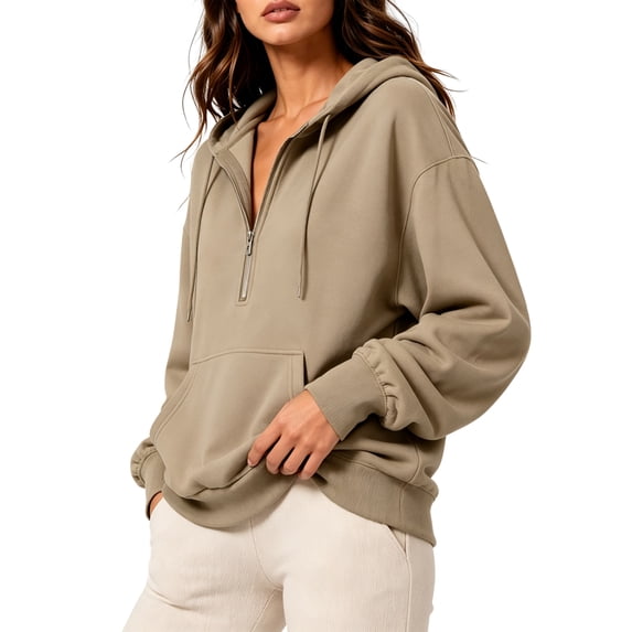 Women'S Hoodies Fall Fashion Outfits Workout Sweatshirts Y2k Winter Zip Up Jackets Oversized Tops Khaki XXL