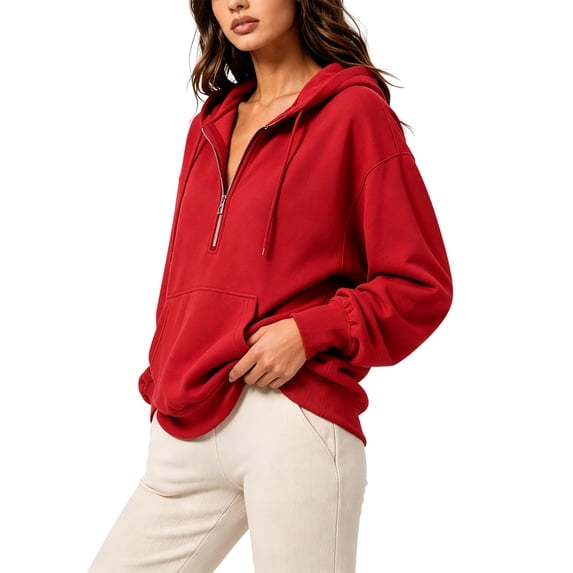 Women'S Hoodies Fall Fashion Outfits Workout Sweatshirts Y2k Winter Zip Up Jackets Oversized Tops Red XXL