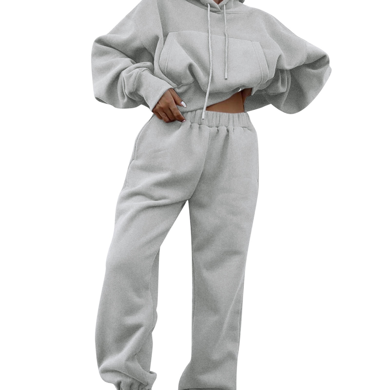 Women'S Hoodies Suit Spring Solid Tracksuit 2 Pieces Set Sports ...