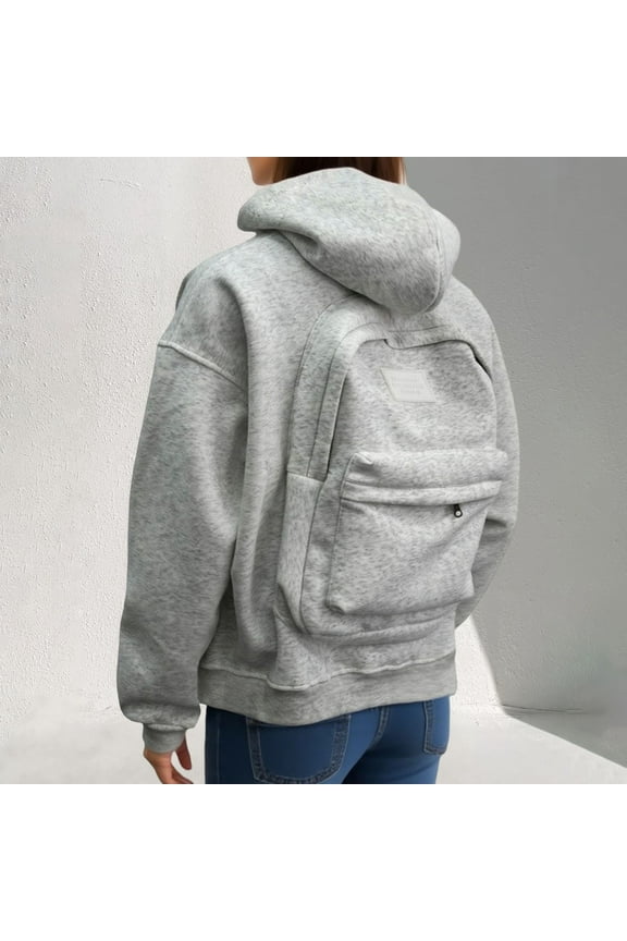 Women'S Hoodies Sweatshirts Women'S Hooded Sweatshirt With Unique Backpack Design Casual Pullover For Daily Wear Outdoor Activities Light Gray XXXXL