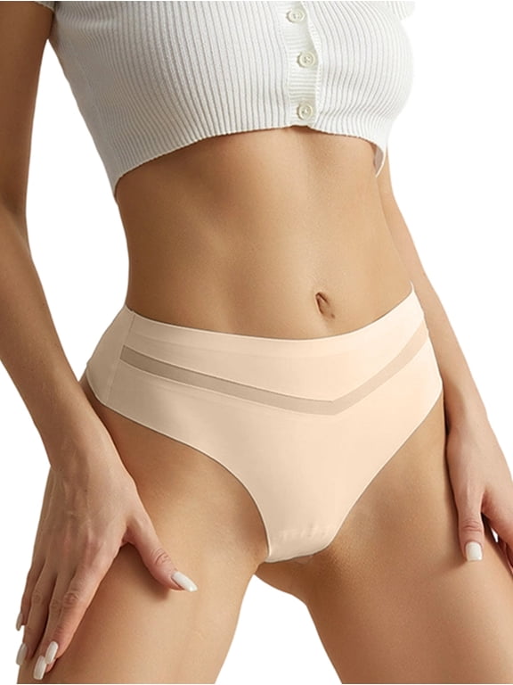 Women'S Ice Silk Bikini Brief Thong Mid Waist Seamless Underwear Women'S V-Shaped Yoga T Pants Color L