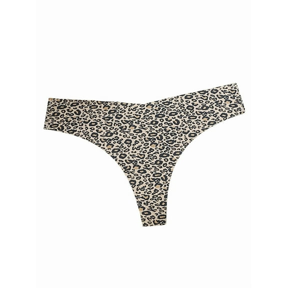 Women'S Ice Silk Underwear, Cotton Crotch, Low Rise, Skin-Friendly, Solid Color, Large Size Briefs Leopard M
