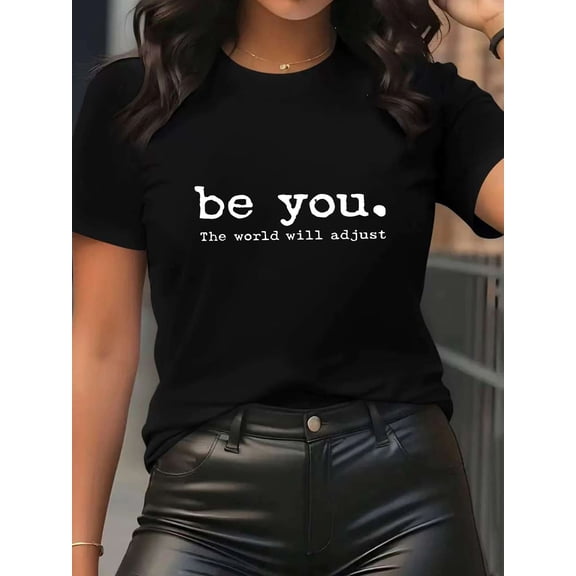 Women'S Inspirational Printed Short-Sleeve Round-Neck T-Shirt - Sporty And Casual Style, Soft And Breathable, Made of 95% And 5%, Fashionable And Unique, Full of Energy, Classic And Comfortable