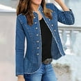 thumbnail image 1 of Women'S Jean Jacket Cropped Long Sleeve Button Denim Jacket Distressed Ripped Jean Coat Stretch Denim Jacket Women's Winter Coats plus Size 2x Rain Jacket Women Warm Lightweight Jacket Women plus, 1 of 4