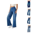 thumbnail image 1 of Women Jeans 2026 Fashion Straight Leg Stretchy High Waisted Wide Leg Loose Fit Denim Pants with Pockets, 1 of 4