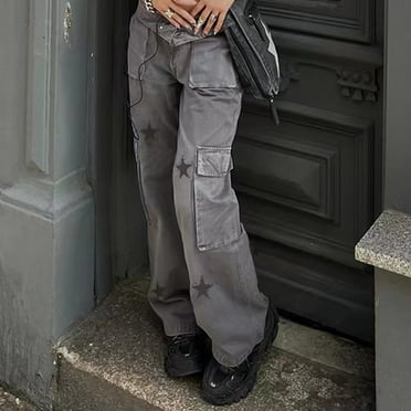 Women'S Jeans Straight Leg Bootcut Cargo Low Waist Vintage Comfortable Casual Lightweight Jeans Gray M