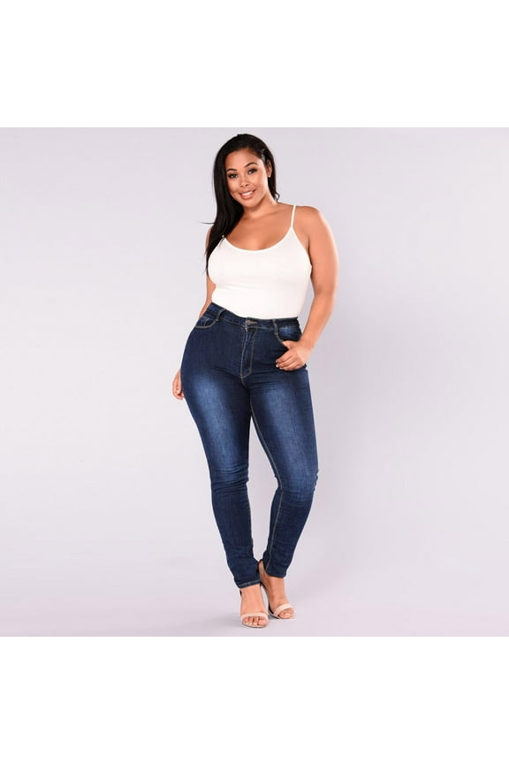 Women'S Jeans Stretchy Curvy Skinny Curvy Plus Size Comfortable Lightweight Casual Jeans Blue 3XL
