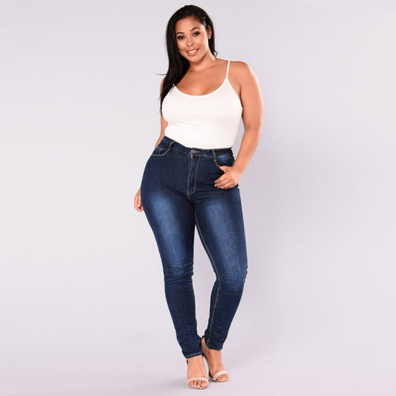 Women'S Jeans Stretchy Curvy Skinny Curvy Plus Size Comfortable Lightweight Casual Jeans Blue 4XL