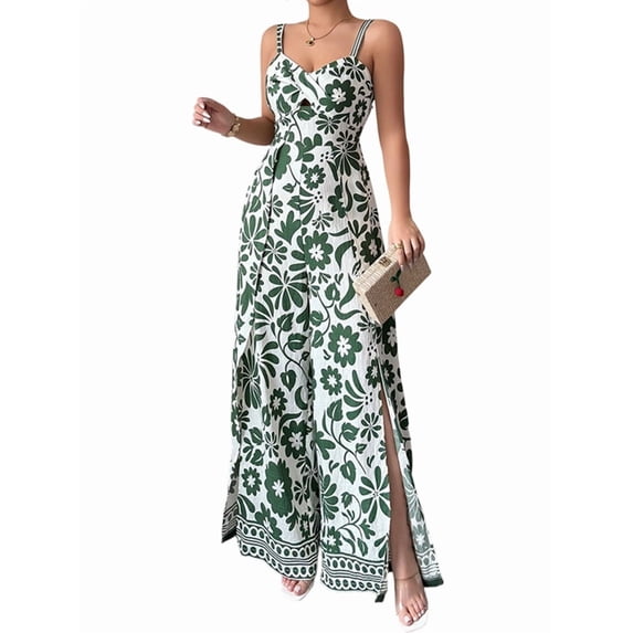 Women'S Jumpsuit Casual One-Piece Boho Summer Outfits Strap Wide Leg Long Pants Rompers