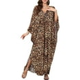 thumbnail image 1 of Women'S Kaftan Beach Cover Up Dress Plus Size Summer Swimsuit Loungewear Maxi Dress Leopard One Size, 1 of 10