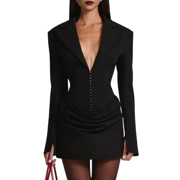 Women'S Knit Bodycon Dress Long Sleeve V Neck Bodycon Sheath Dress Elegant Party Mini Dress