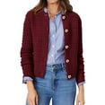 thumbnail image 1 of Women'S Knit Cardigan Sweaters Casual Long Sleeve Open Front Button Down Trendy Jackets Outerwear Wine Red M, 1 of 8