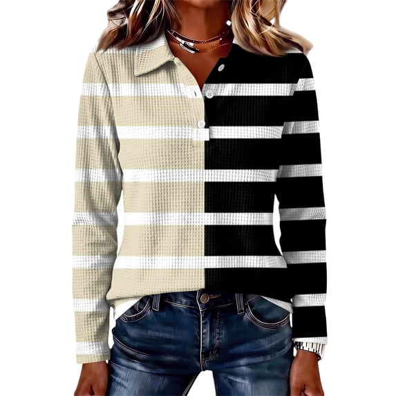 Women'S Knitted Collared Sweaters Long Sleeve V Neck Polo Shirts Winter Pullover Tops