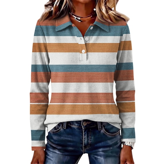 Women'S Knitted Collared Sweaters Long Sleeve V Neck Polo Shirts Winter Pullover Tops