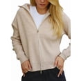 thumbnail image 1 of Women'S Knitted Drop Shoulder Zipper Cardigan Autumn and Winter Coat Apricot M, 1 of 10