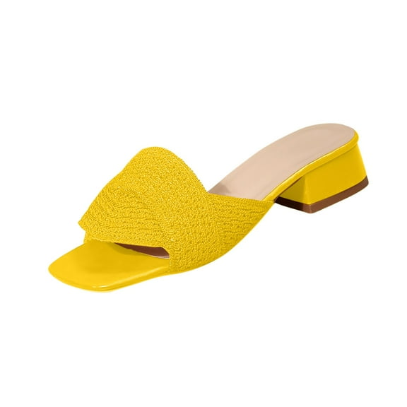 Women'S Knitted Peep Toe Slingback Chunky Slipper Summer Breathable Mesh Open Toe Hollow Block Sandals Fashion Work Walking Sandals