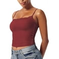 thumbnail image 1 of Women'S Lace Camisole Square Neck Sleeveless Spaghetti Strap Basic Tank Top Brick Red M, 1 of 4