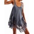 thumbnail image 1 of Women'S Lace Flowing Mini Dress Y2k Sleeveless Backless Suspender Dress Low Waist Short Dress Nightgown Grey S, 1 of 3