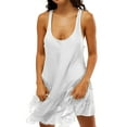 thumbnail image 1 of Women'S Lace Flowing Mini Dress Y2k Sleeveless Backless Suspender Dress Low Waist Short Dress Nightgown White M, 1 of 5
