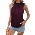 thumbnail image 1 of Women'S Lace Sleeveless Tops Pleated Summer Tank Tops Dressy Casual Sleeveless Shirts Blouse Wine Red XL, 1 of 9