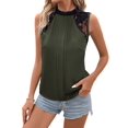 thumbnail image 1 of Women'S Lace Sleeveless Tops Pleated Summer Tank Tops 2025 Dressy Casual Sleeveless Shirts Blouse Green S, 1 of 9