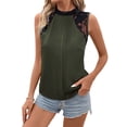 thumbnail image 1 of Women'S Lace Sleeveless Tops Pleated Summer Tank Tops 2025 Dressy Casual Sleeveless Shirts Blouse Military Green XL, 1 of 9