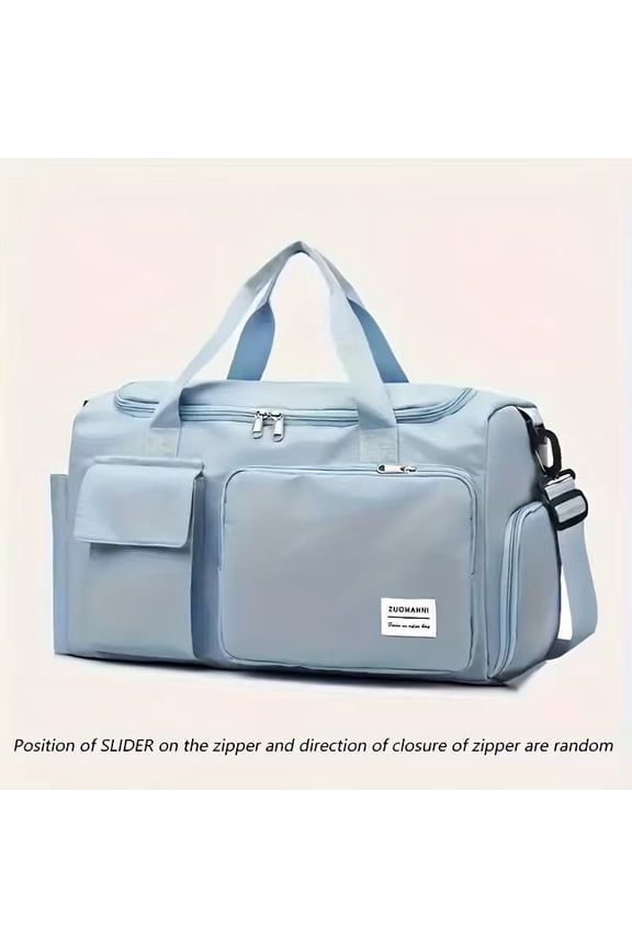 Women'S Large Capacity Nylon Travel Bag with Shoe Compartment & Crossbody Strap - Heavy-Duty Gym, Weekend Overnight Luggage with Zippered Pockets, - Durable Sports Fitness Bag,Sky Blue