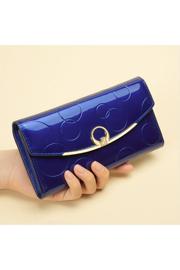 Women'S Large Capacity Wallet with Golden-Tone Hardware & Zipper Closure - Elegant Minimalist Design, Multi-Functional Clip Wallet with ID Holder