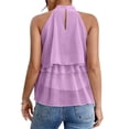 thumbnail image 1 of Women'S Layered Ruffle Hem Sleeveless Halter Chiffon Blouse Flowy Tank Tops S, 1 of 9