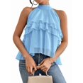 thumbnail image 1 of Women'S Layered Ruffle Hem Sleeveless Halter Chiffon Blouse Flowy Tank Tops XXL, 1 of 9