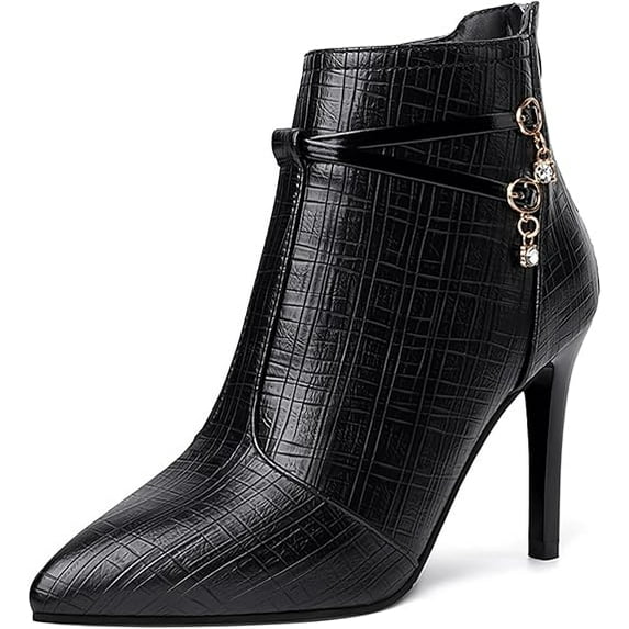 Women'S Leather Pointed Toe Stiletto Ankle Boots Fall Winter Fashion Back Zipper High Heel Dress Booties For Date Party Evening