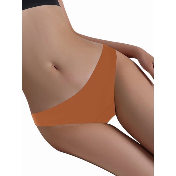 Women'S Leopard Print Seamless Mid Rise Briefs No Show Underwear Caramel S
